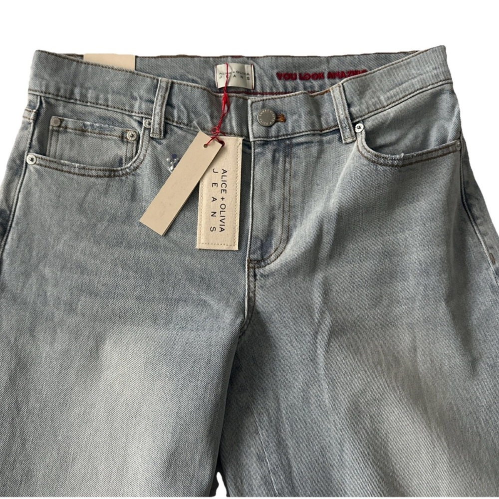 Alice & Olivia Jeans (nwt $695) Stud Rockstar Baggy Wide Leg Sz: 28 - Picture 8 of 16